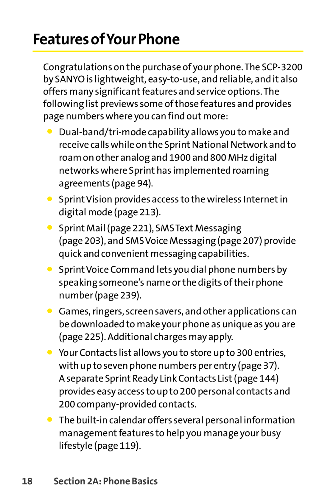 Sanyo SCP-3200 manual Features ofYour Phone 