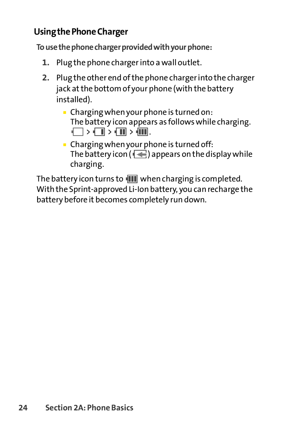 Sanyo SCP-3200 manual UsingthePhoneCharger, Tousethephonechargerprovidedwithyourphone 