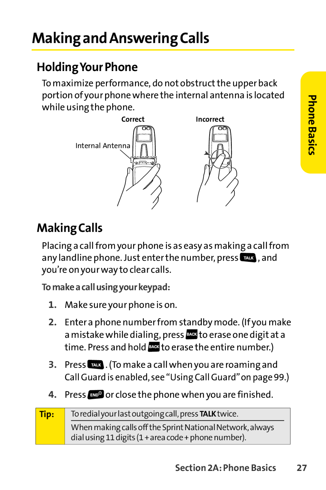 Sanyo SCP-3200 manual Making and Answering Calls, HoldingYour Phone, Making Calls, Tomakeacallusingyourkeypad 