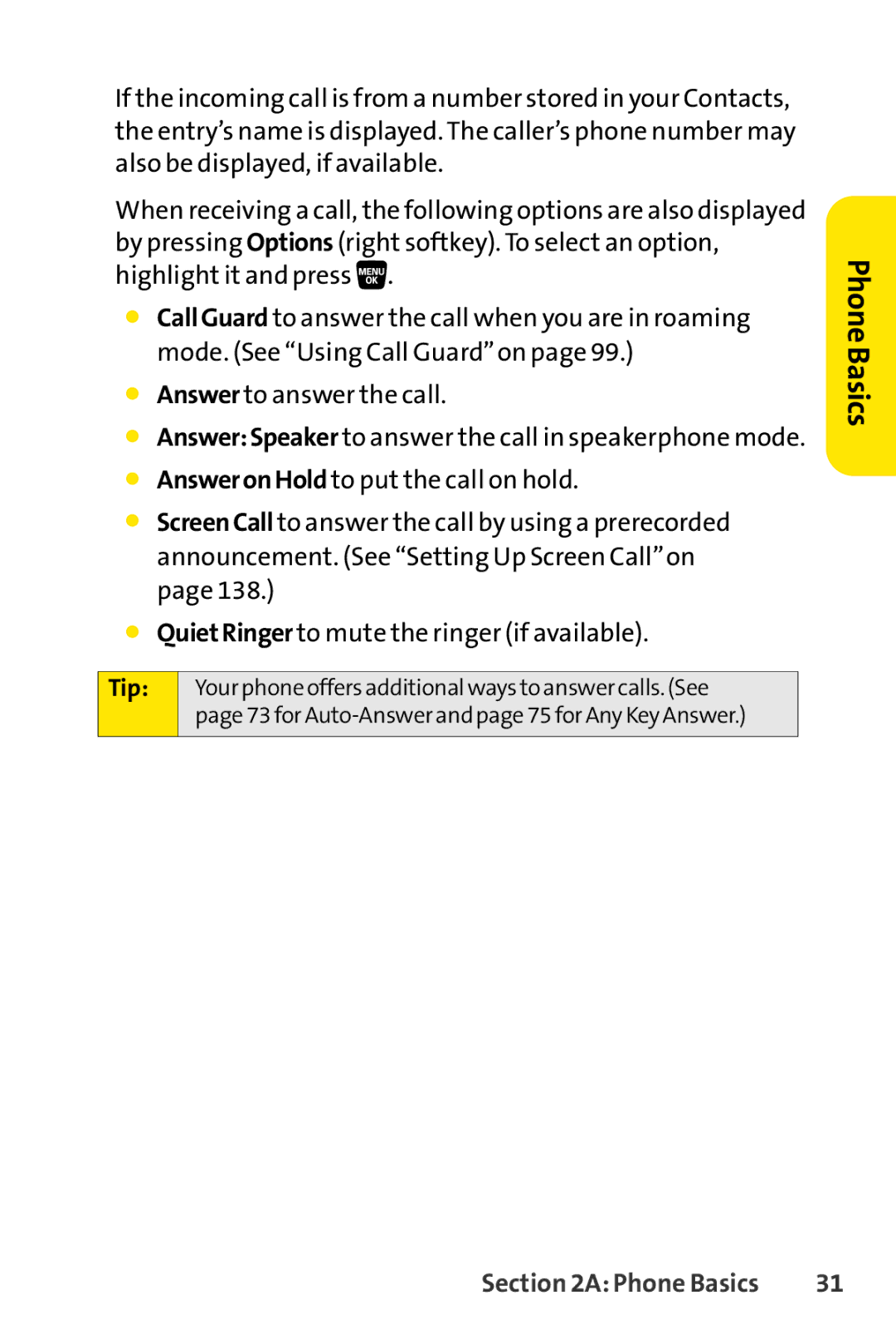 Sanyo SCP-3200 manual AnswerSpeaker to answer the call in speakerphone mode 