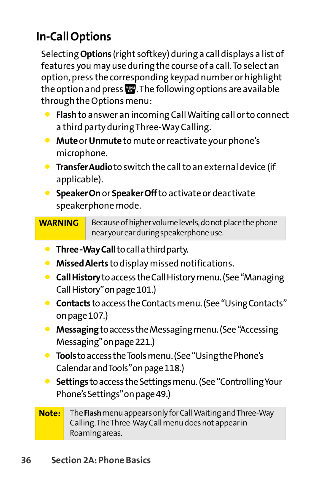 Sanyo SCP-3200 manual In-Call Options 