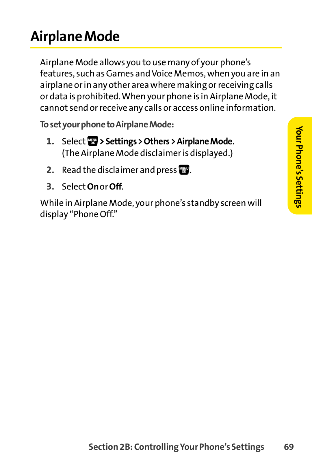 Sanyo SCP-3200 manual Airplane Mode, TosetyourphonetoAirplaneMode 