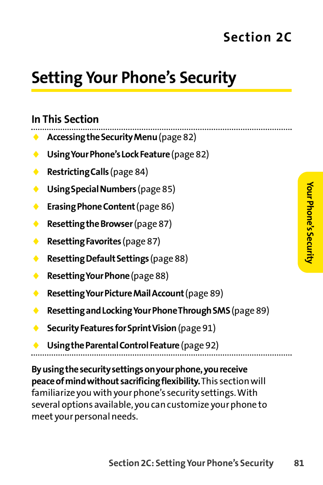 Sanyo SCP-3200 manual Setting Your Phone’s Security, YourPhone’sSecurity 