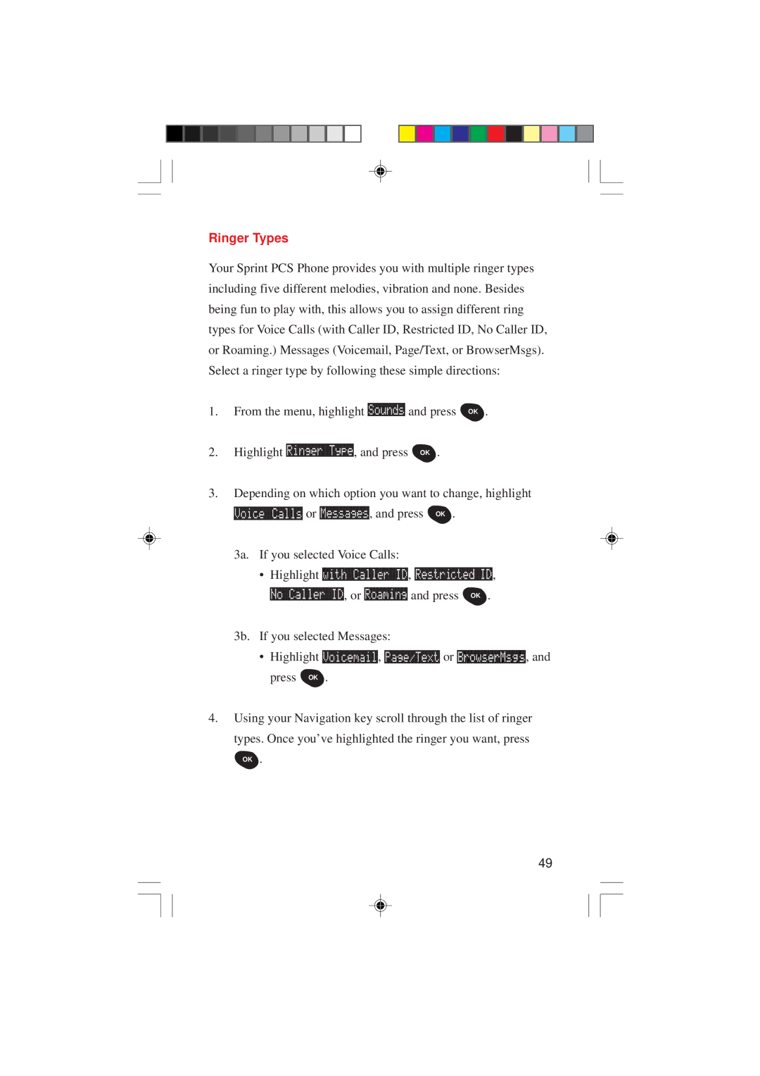 Sanyo SCP-4000 manual Ringer Types 