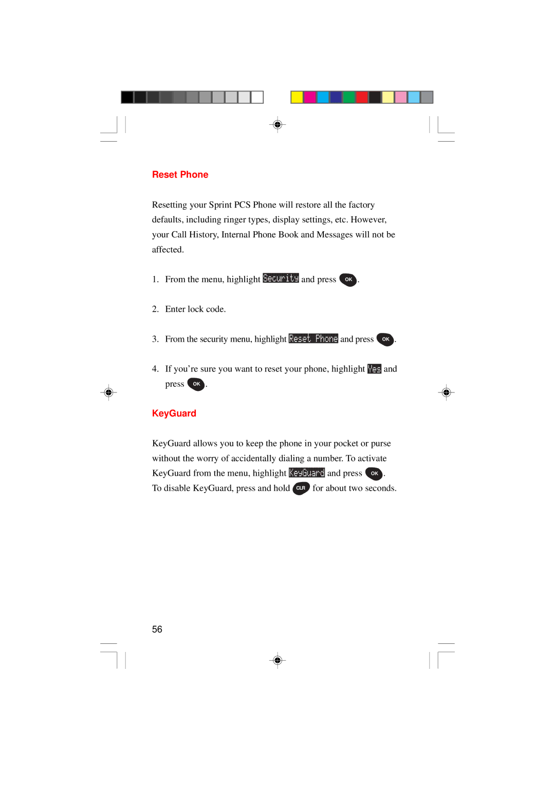 Sanyo SCP-4000 manual Reset Phone, KeyGuard 