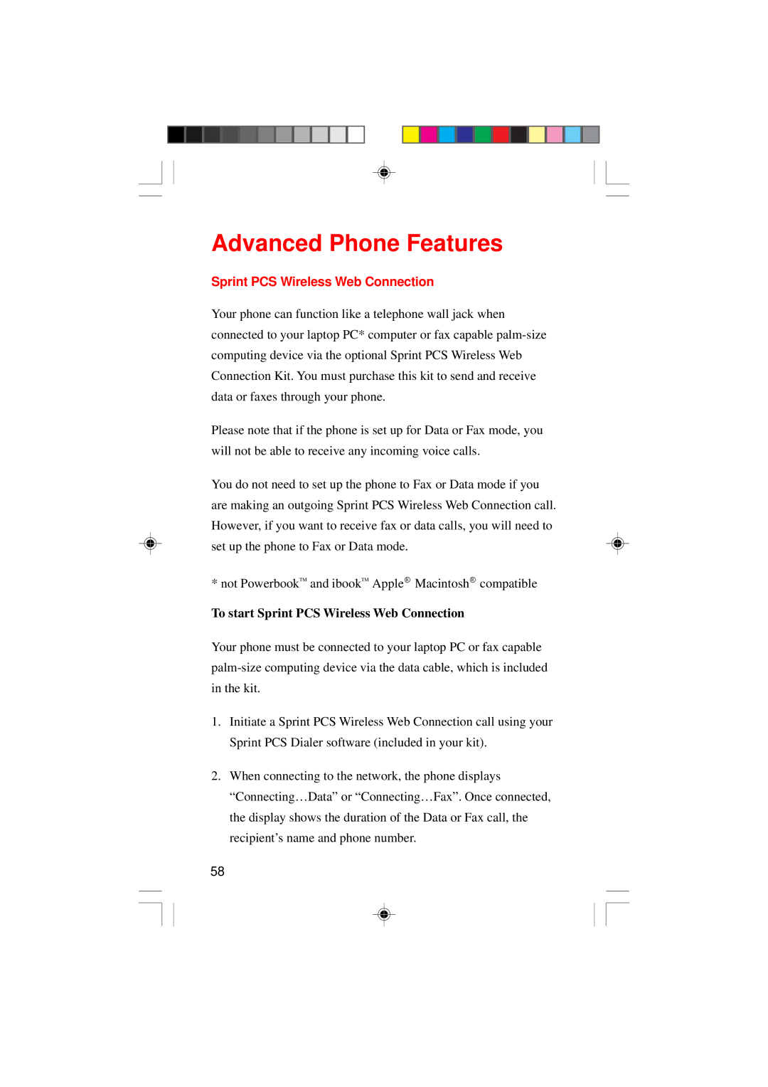 Sanyo SCP-4000 manual Advanced Phone Features, Sprint PCS Wireless Web Connection 