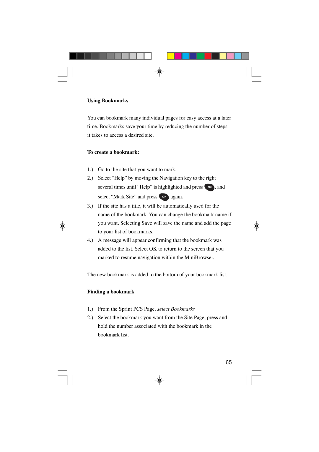 Sanyo SCP-4000 manual Using Bookmarks 