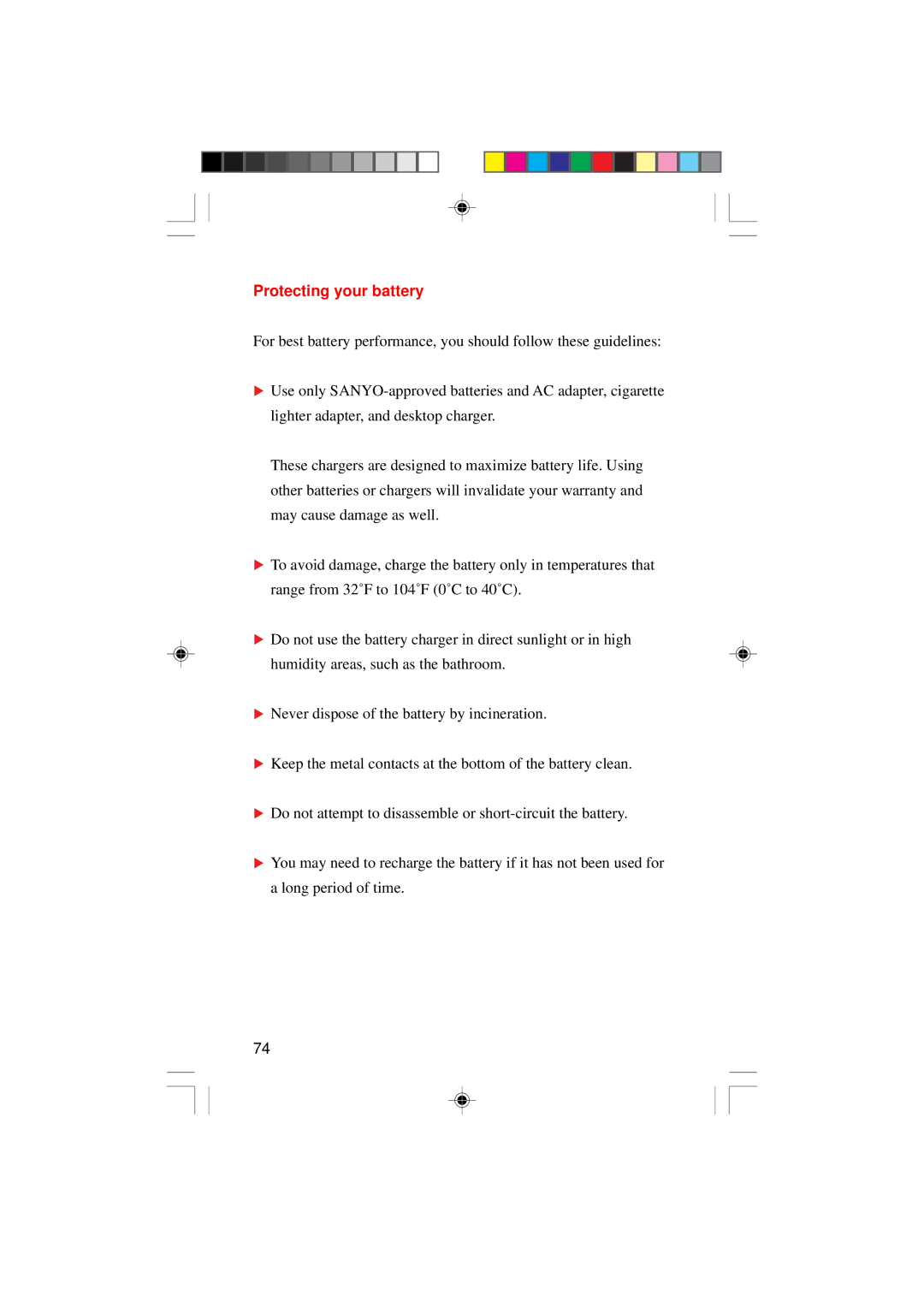 Sanyo SCP-4000 manual Protecting your battery 