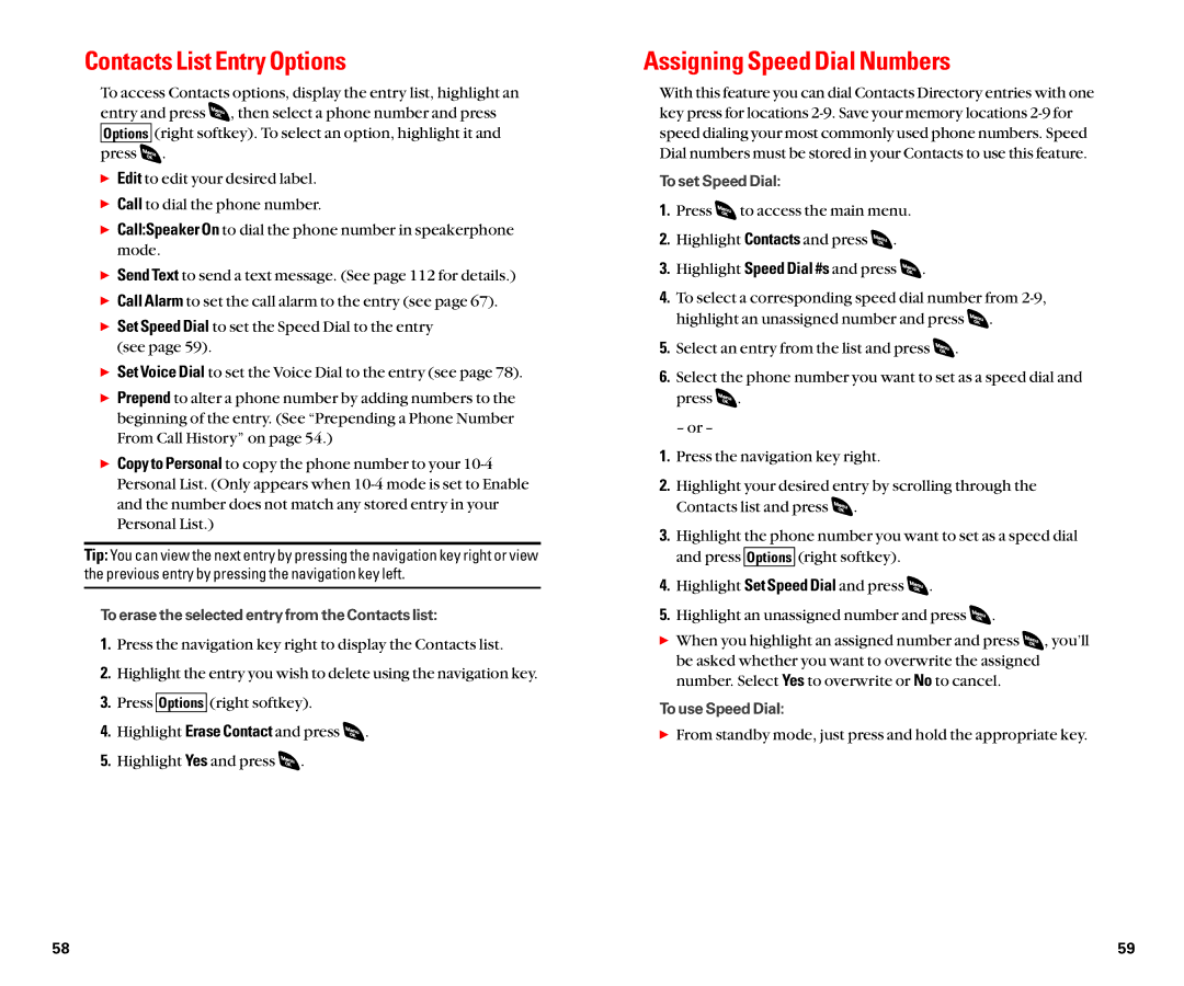 Sanyo SCP-4920 manual Contacts List Entry Options, Assigning Speed Dial Numbers 