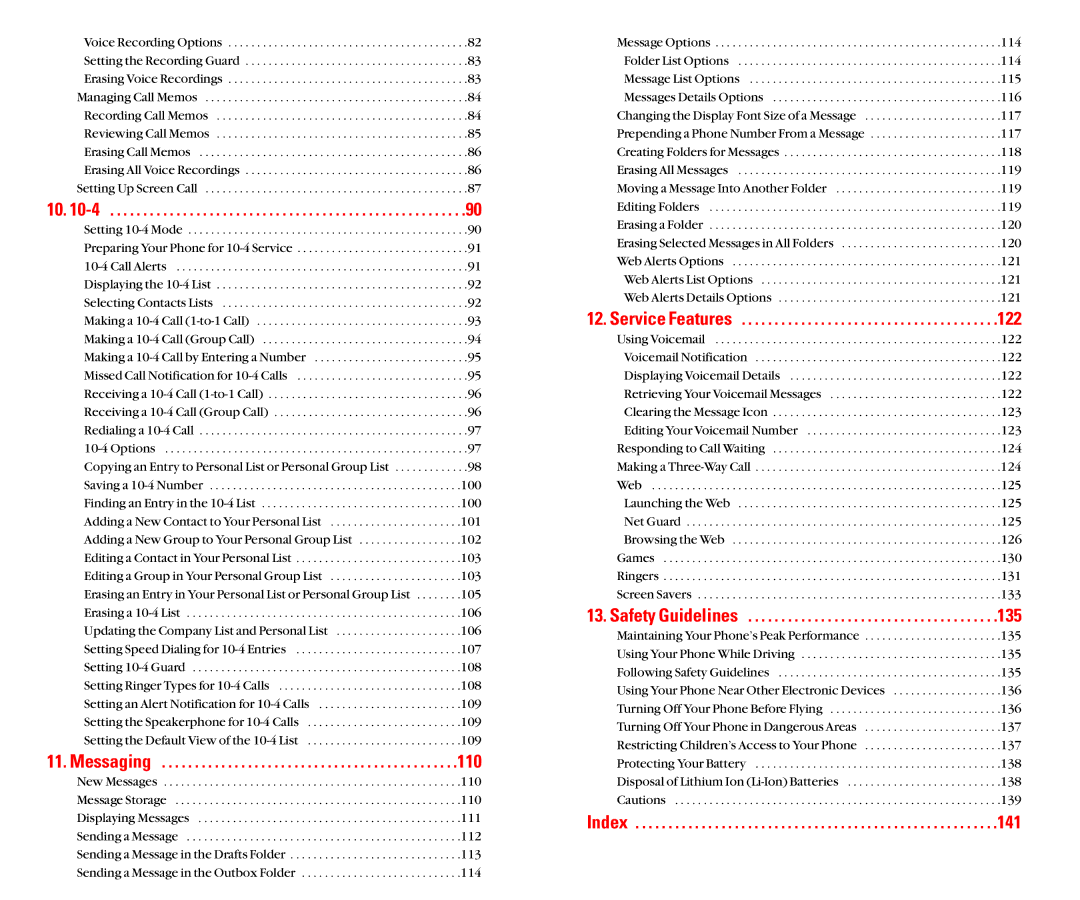 Sanyo SCP-4920 manual Index 