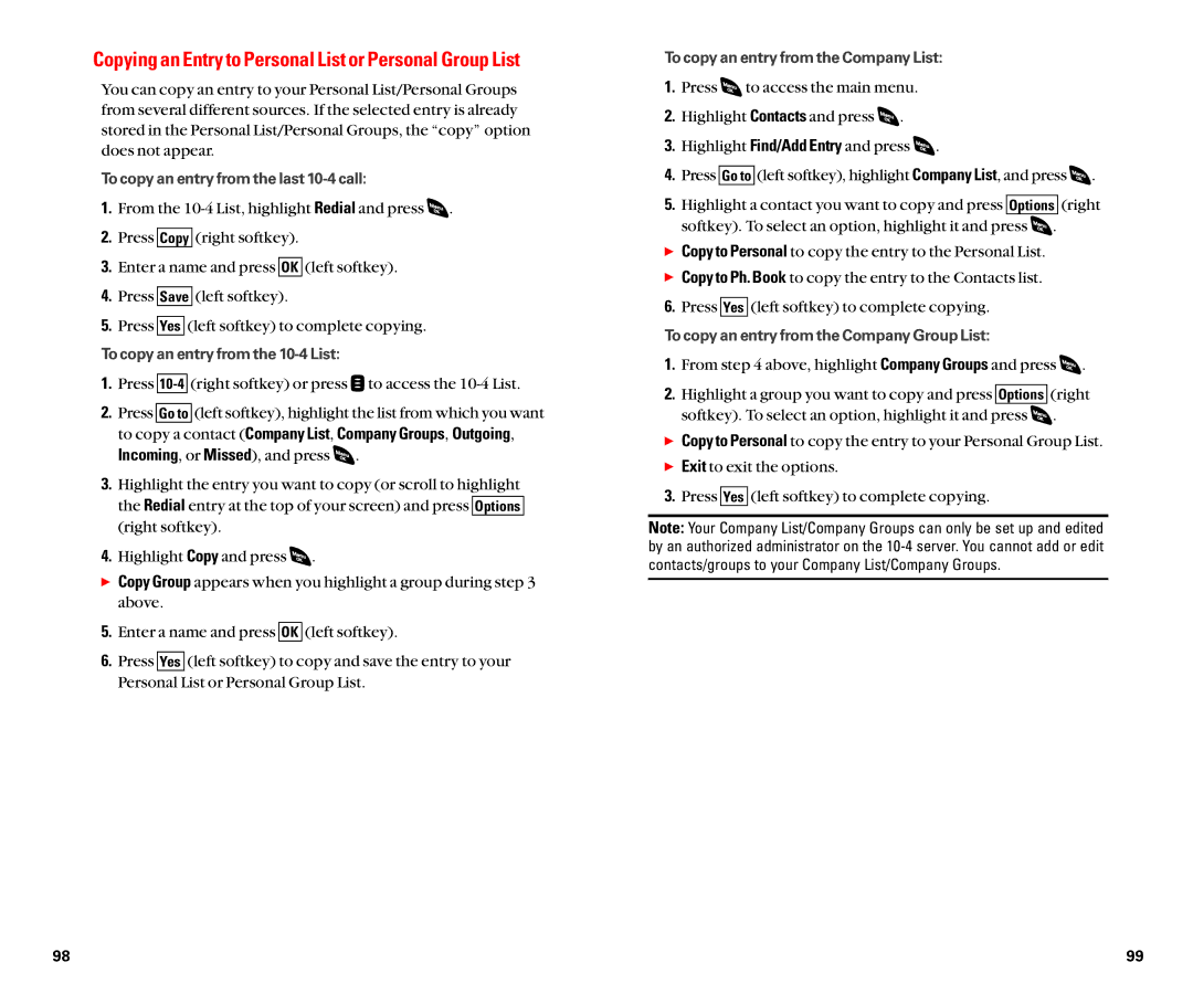 Sanyo SCP-4920 manual Copying an Entry to Personal List or Personal Group List 