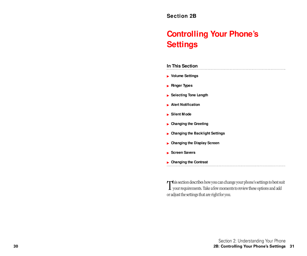 Sanyo SCP-6400 manual Controlling Your Phone’s Settings, Or adjust the settings that are right for you 