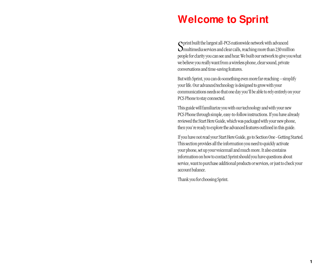 Sanyo SCP-6400 manual Welcome to Sprint 