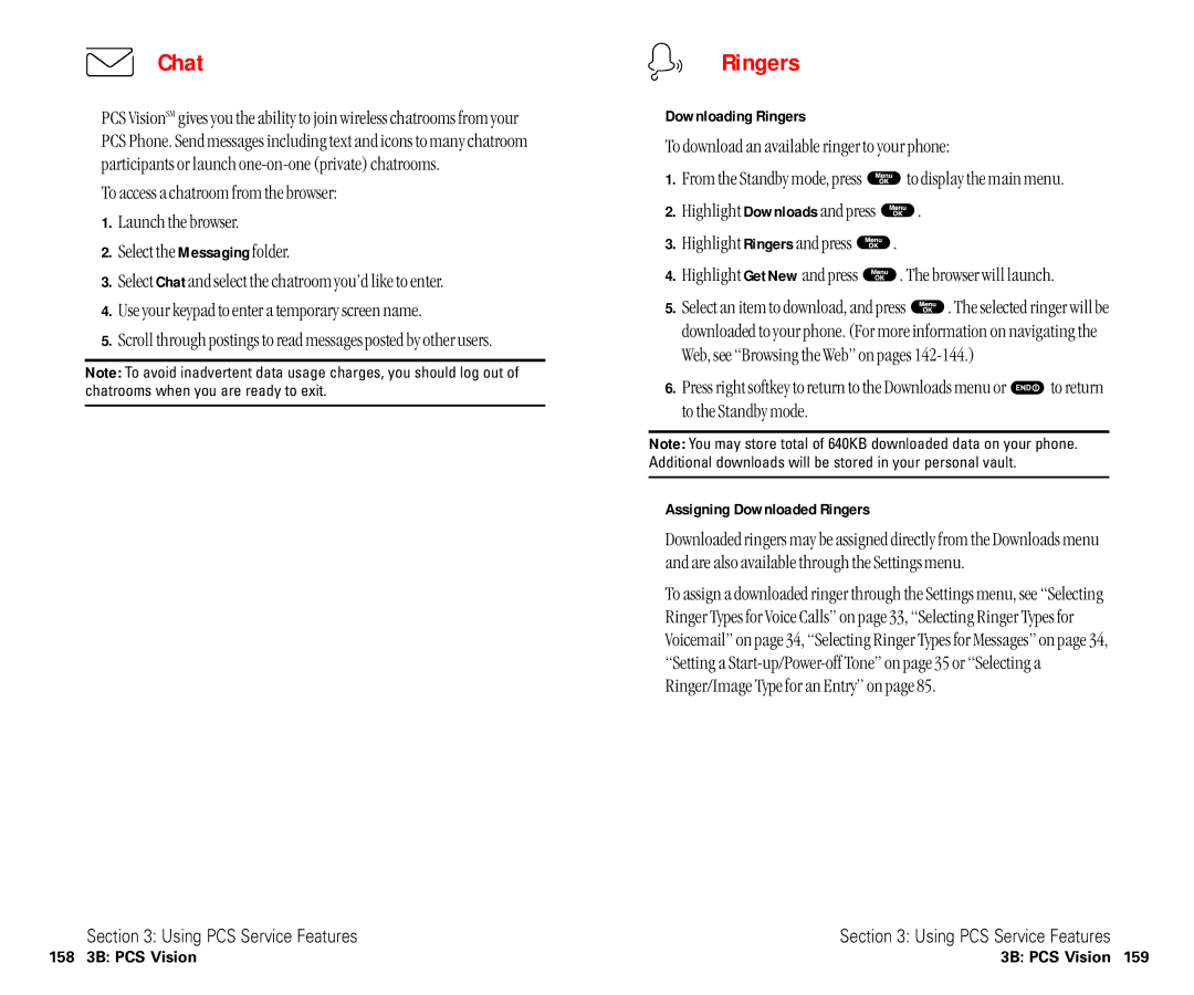 Sanyo SCP-6400 manual Chat, Downloading Ringers, Assigning Downloaded Ringers 