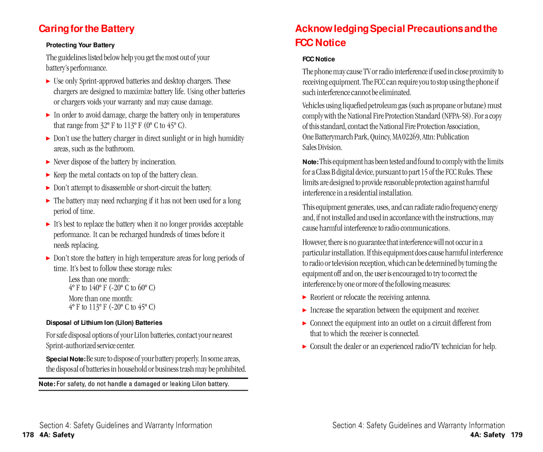 Sanyo SCP-6400 manual Caring for the Battery, Acknowledging Special Precautions and the FCC Notice, Protecting Your Battery 