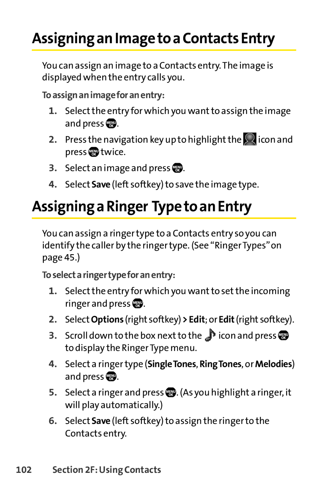 Sanyo SCP-6650KTB Assigning an Image to a Contacts Entry, Assigning a Ringer Type to an Entry, Toassignanimageforanentry 