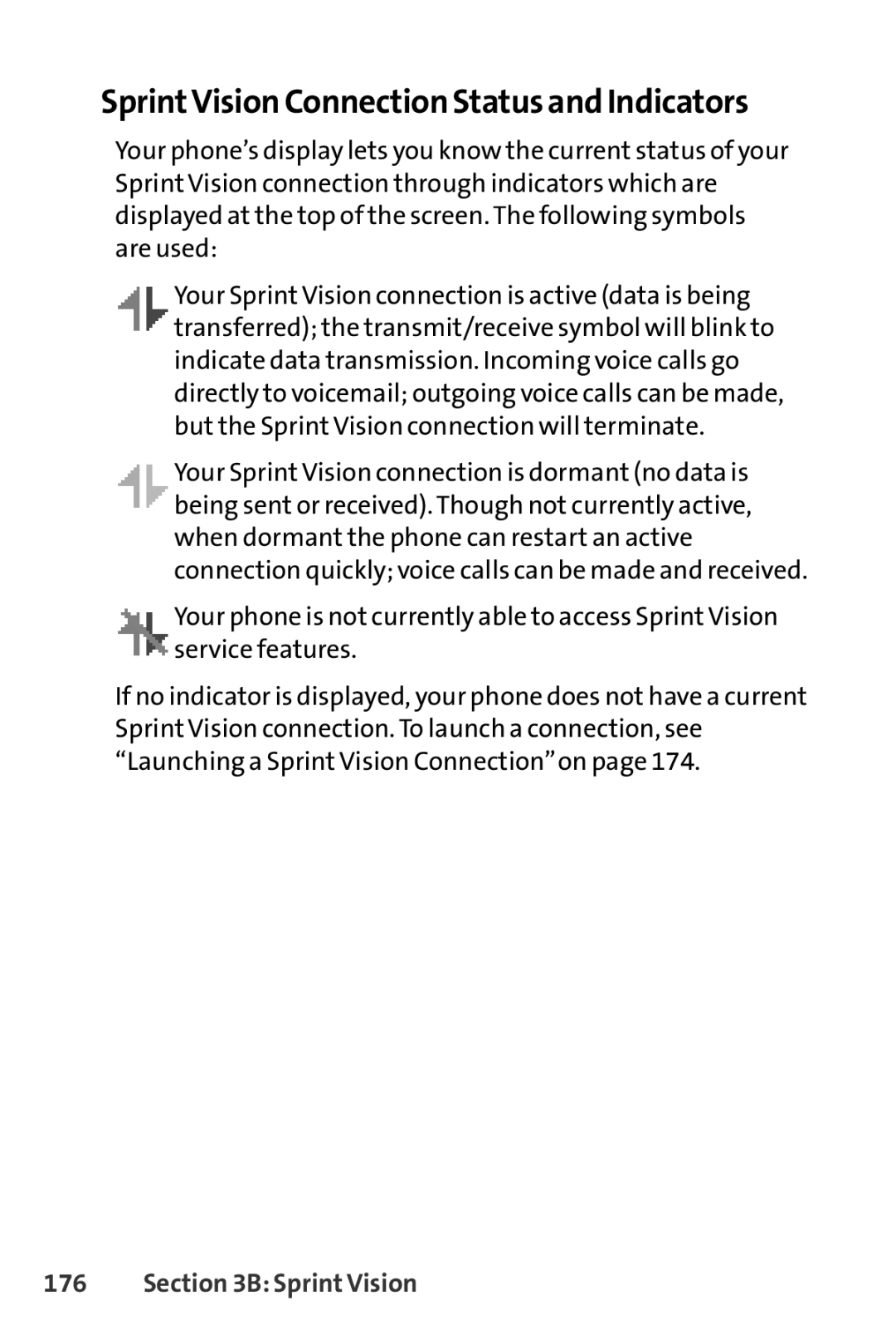 Sanyo SCP-6650KTB, Sanyo manual SprintVision Connection Status and Indicators 