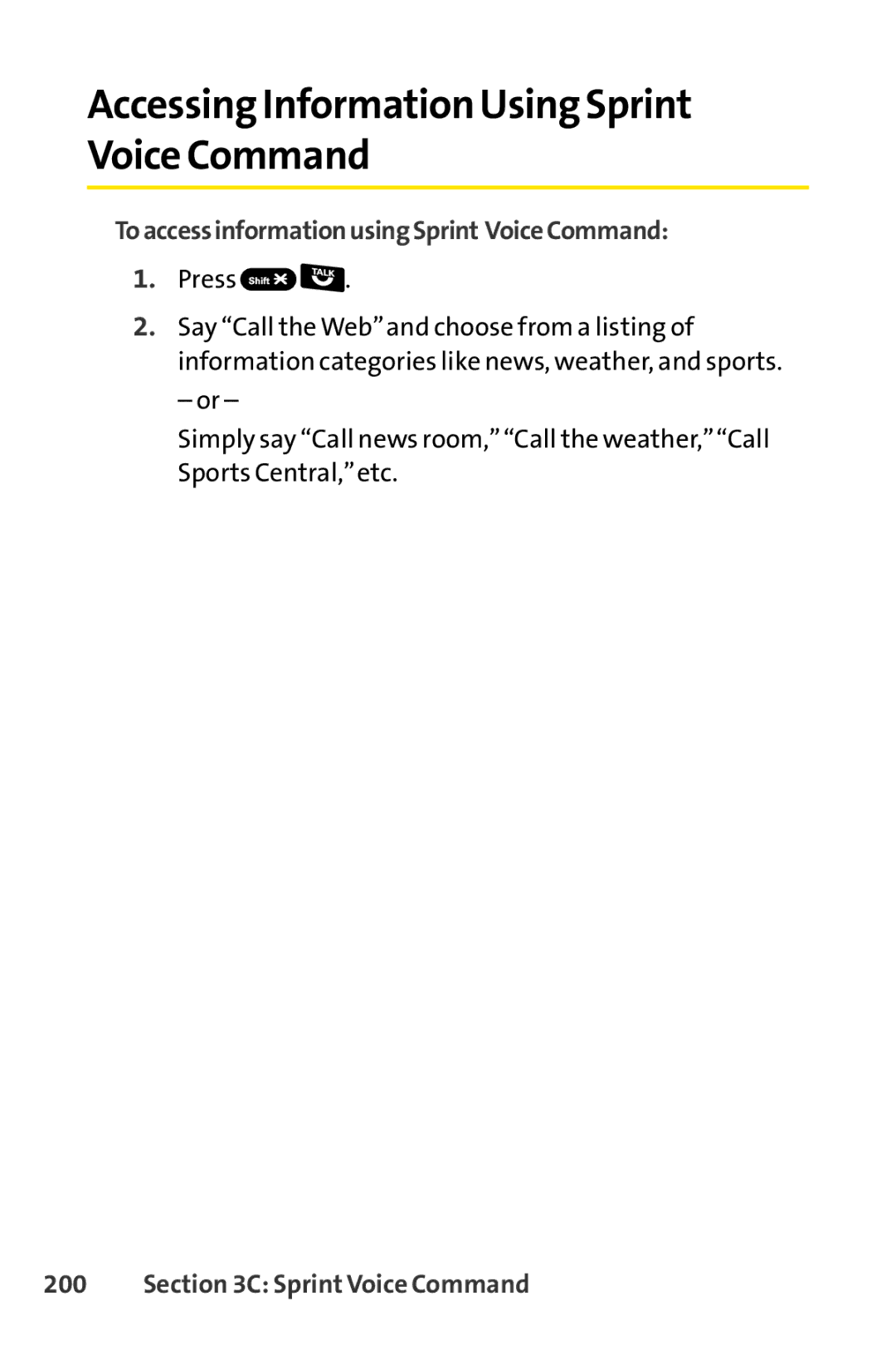 Sanyo SCP-6650KTB, Sanyo Accessing Information Using Sprint Voice Command, ToaccessinformationusingSprint VoiceCommand 