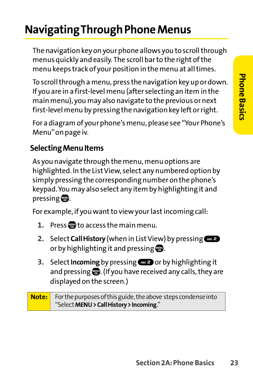 Sanyo Sanyo, SCP-6650KTB manual NavigatingThrough Phone Menus, SelectingMenuItems 