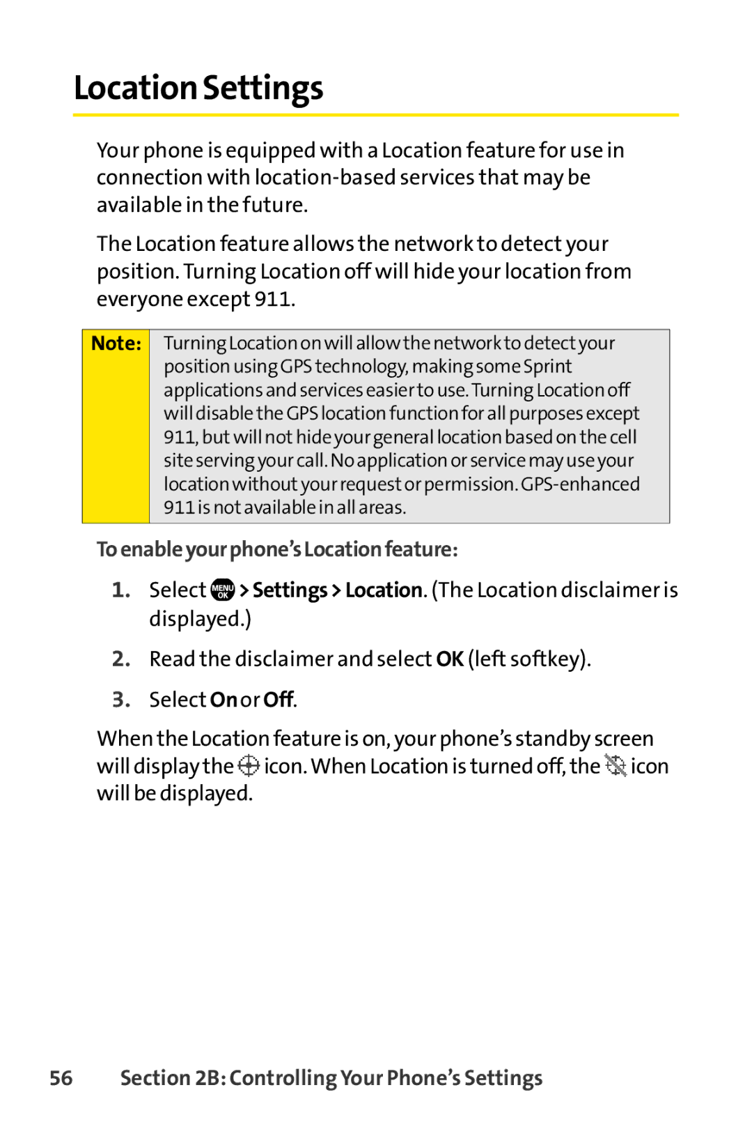 Sanyo SCP-6650KTB, Sanyo manual Location Settings, Toenableyourphone’sLocationfeature 