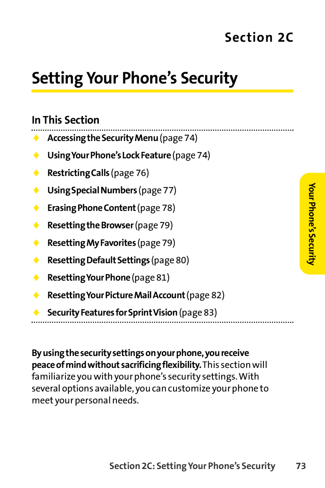 Sanyo Sanyo, SCP-6650KTB manual Setting Your Phone’s Security, This Section 