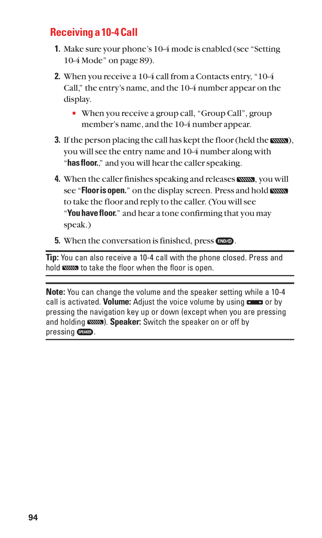 Sanyo SCP-7050 manual Receiving a 10-4 Call 