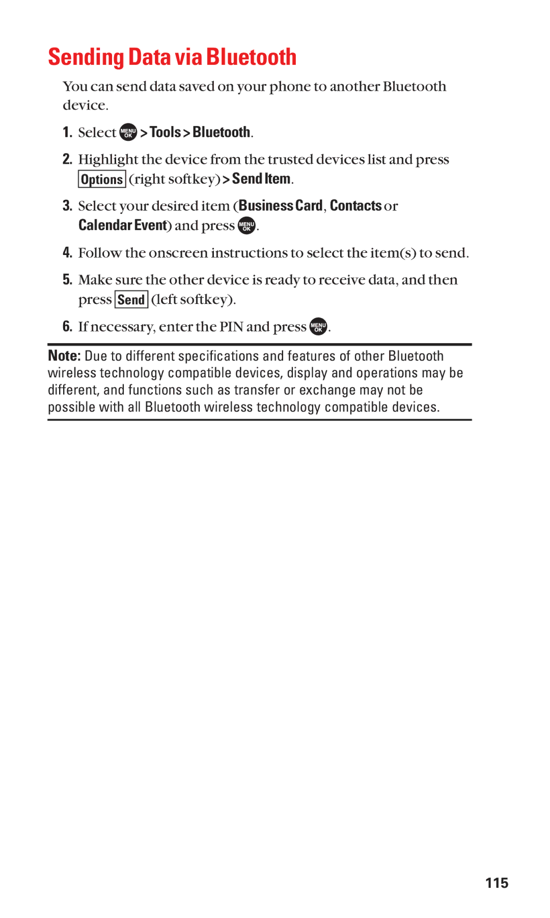 Sanyo SCP-7050 manual Sending Data via Bluetooth, Calendar Event and press 