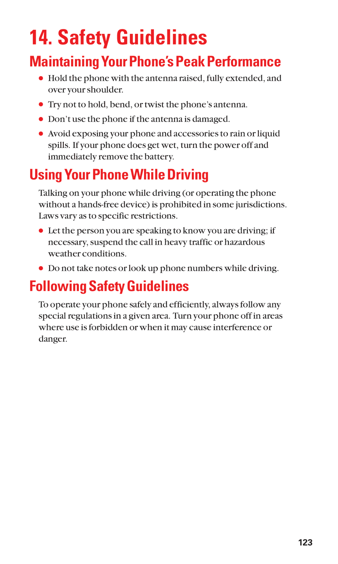 Sanyo SCP-7050 manual Using Your Phone While Driving, Following Safety Guidelines 