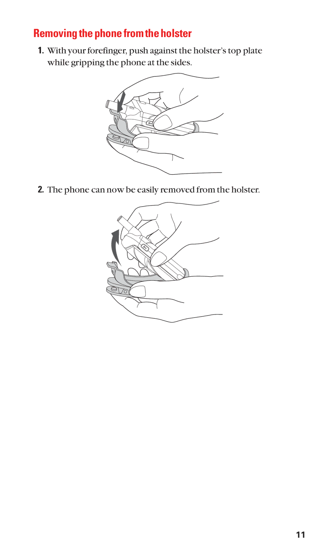 Sanyo SCP-7050 manual Removing the phone from the holster 