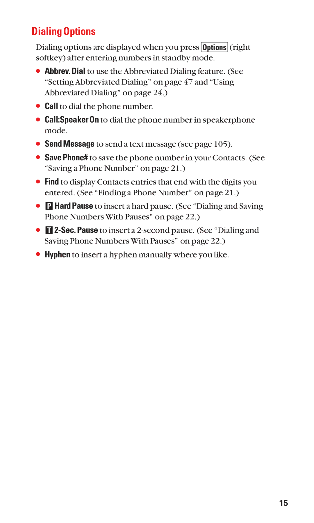 Sanyo SCP-7050 manual Dialing Options 