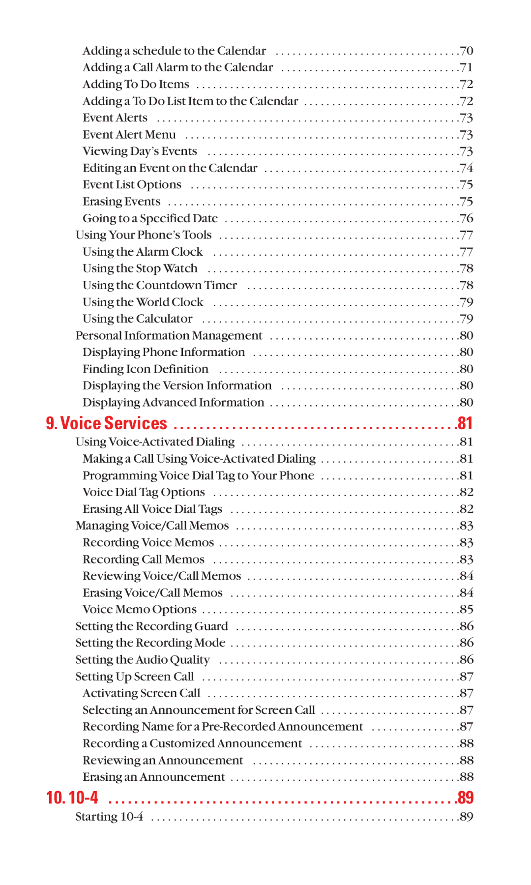 Sanyo SCP-7050 manual Voice Services 