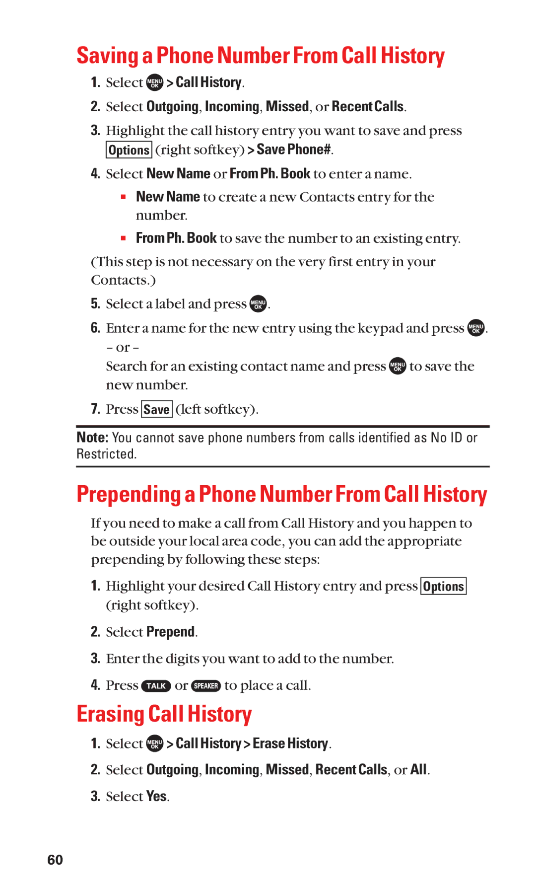 Sanyo SCP-7050 manual Erasing Call History, Select Yes 