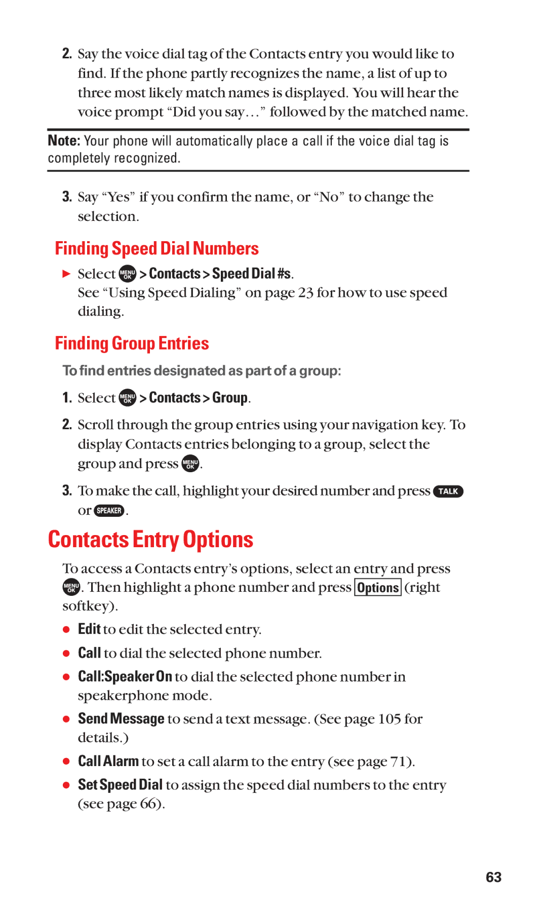 Sanyo SCP-7050 Contacts Entry Options, Finding Speed Dial Numbers, Finding Group Entries,  Select Contacts Speed Dial #s 