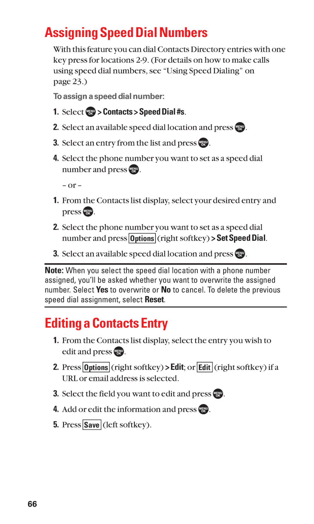 Sanyo SCP-7050 manual Assigning Speed Dial Numbers, Editing a Contacts Entry, Select Contacts Speed Dial #s 