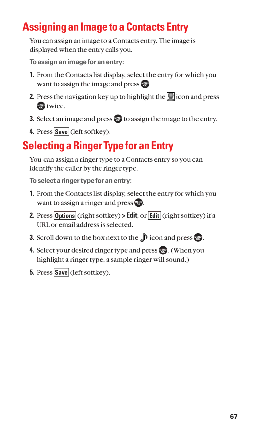 Sanyo SCP-7050 manual Assigning an Image to a Contacts Entry, Selecting a Ringer Type for an Entry 