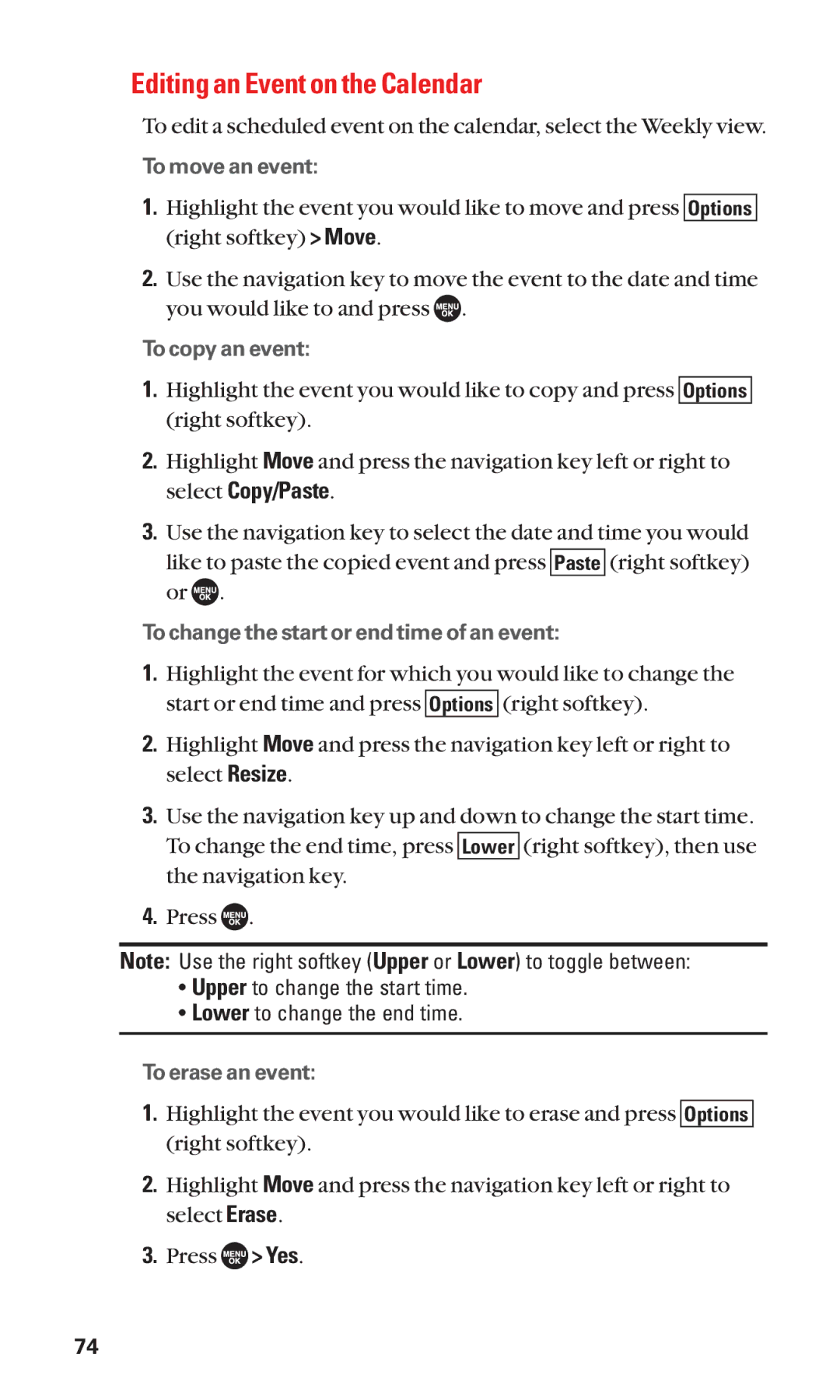 Sanyo SCP-7050 manual Editing an Event on the Calendar 