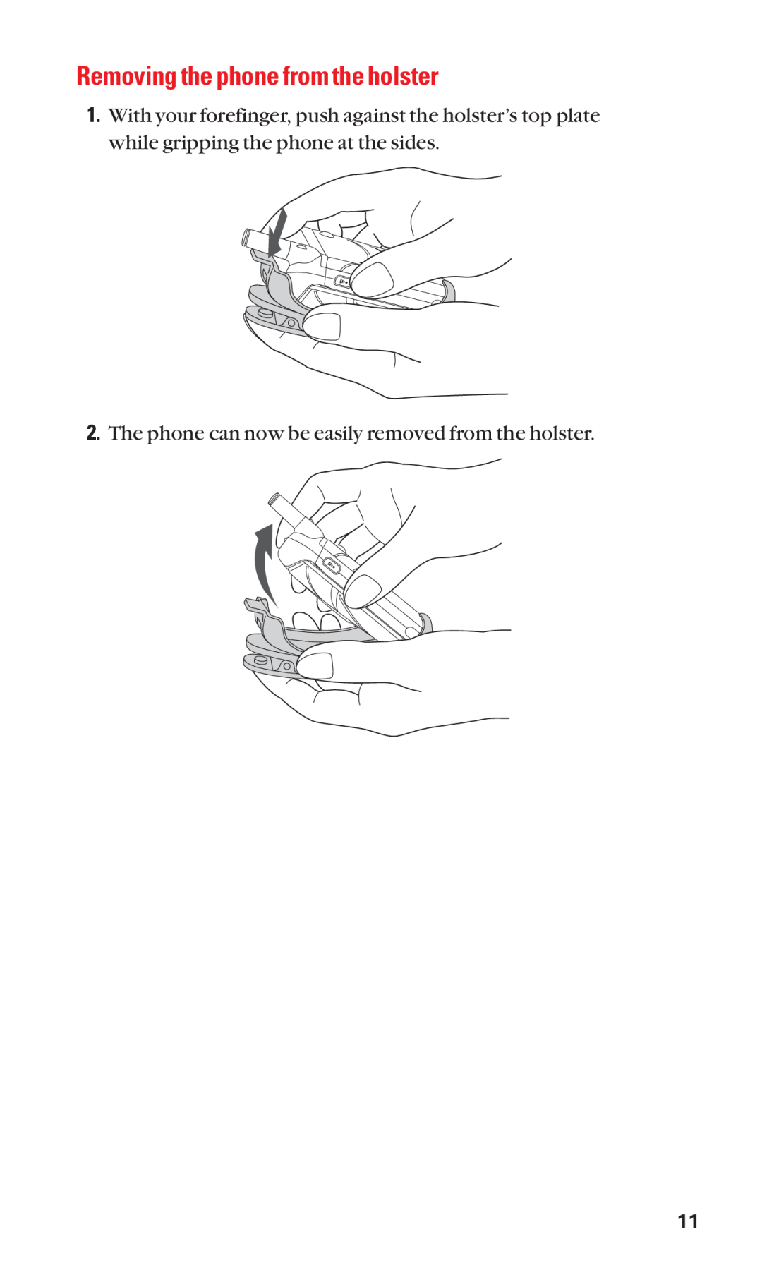 Sanyo SCP-7050 manual Removing the phone from the holster, The phone can now be easily removed from the holster 