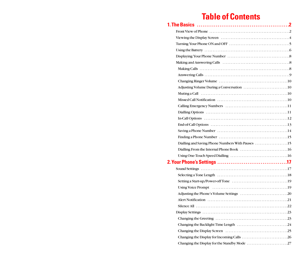 Sanyo SCP-8100 manual Table of Contents 