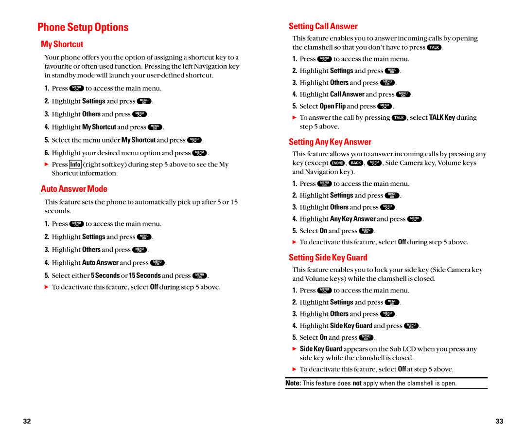 Sanyo SCP-8100 manual Phone Setup Options 