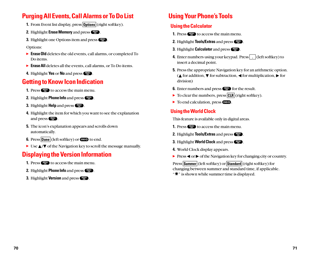 Sanyo SCP-8100 manual Using Your Phone’s Tools, Getting to Know Icon Indication, Displaying the Version Information 