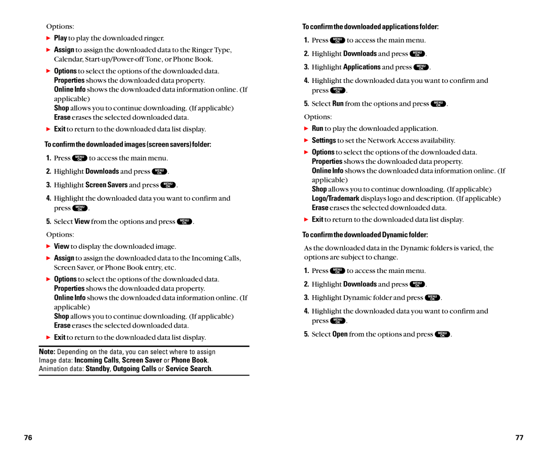 Sanyo SCP-8100 manual To confirm the downloaded images screen savers folder, To confirm the downloaded Dynamic folder 