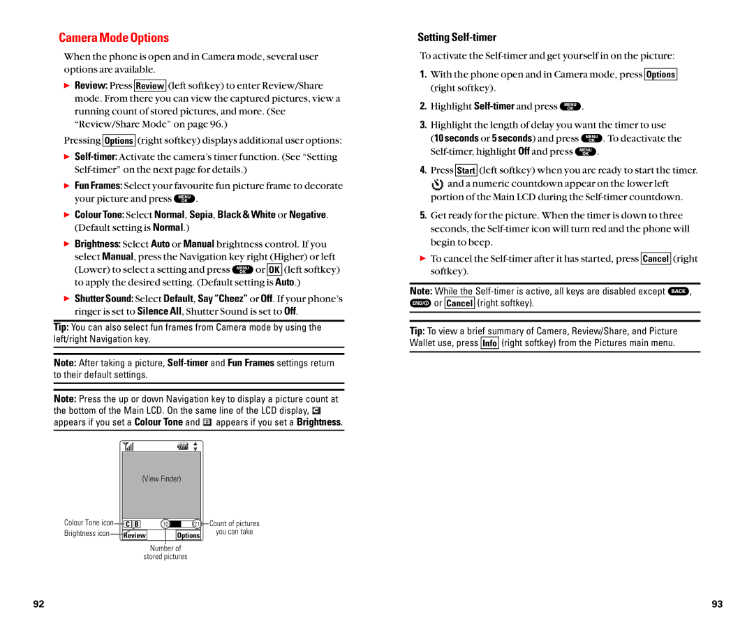 Sanyo SCP-8100 manual Camera Mode Options, Setting Self-timer 