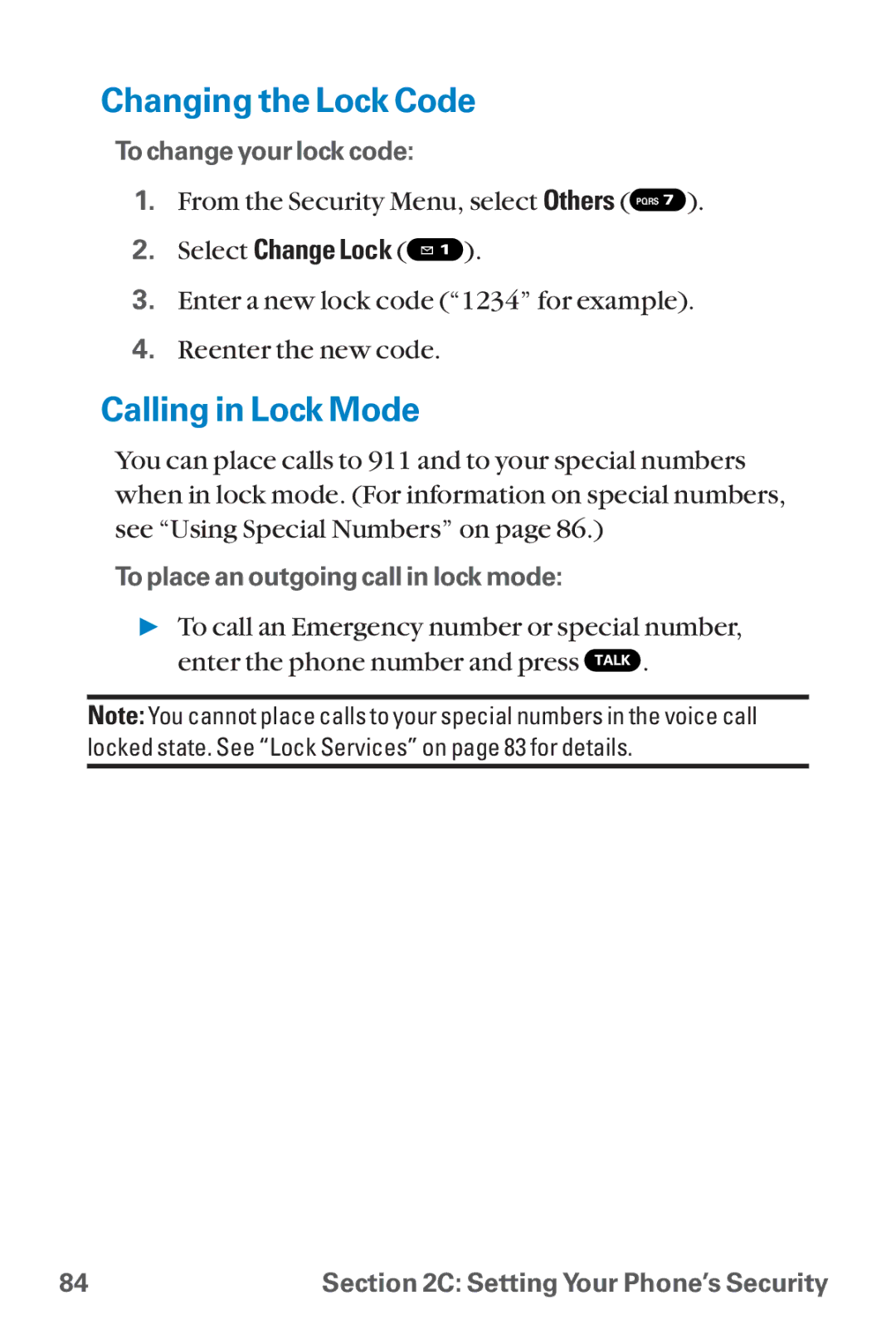 Sanyo SCP-8300 warranty Changing the Lock Code, Calling in Lock Mode, Select Change Lock 