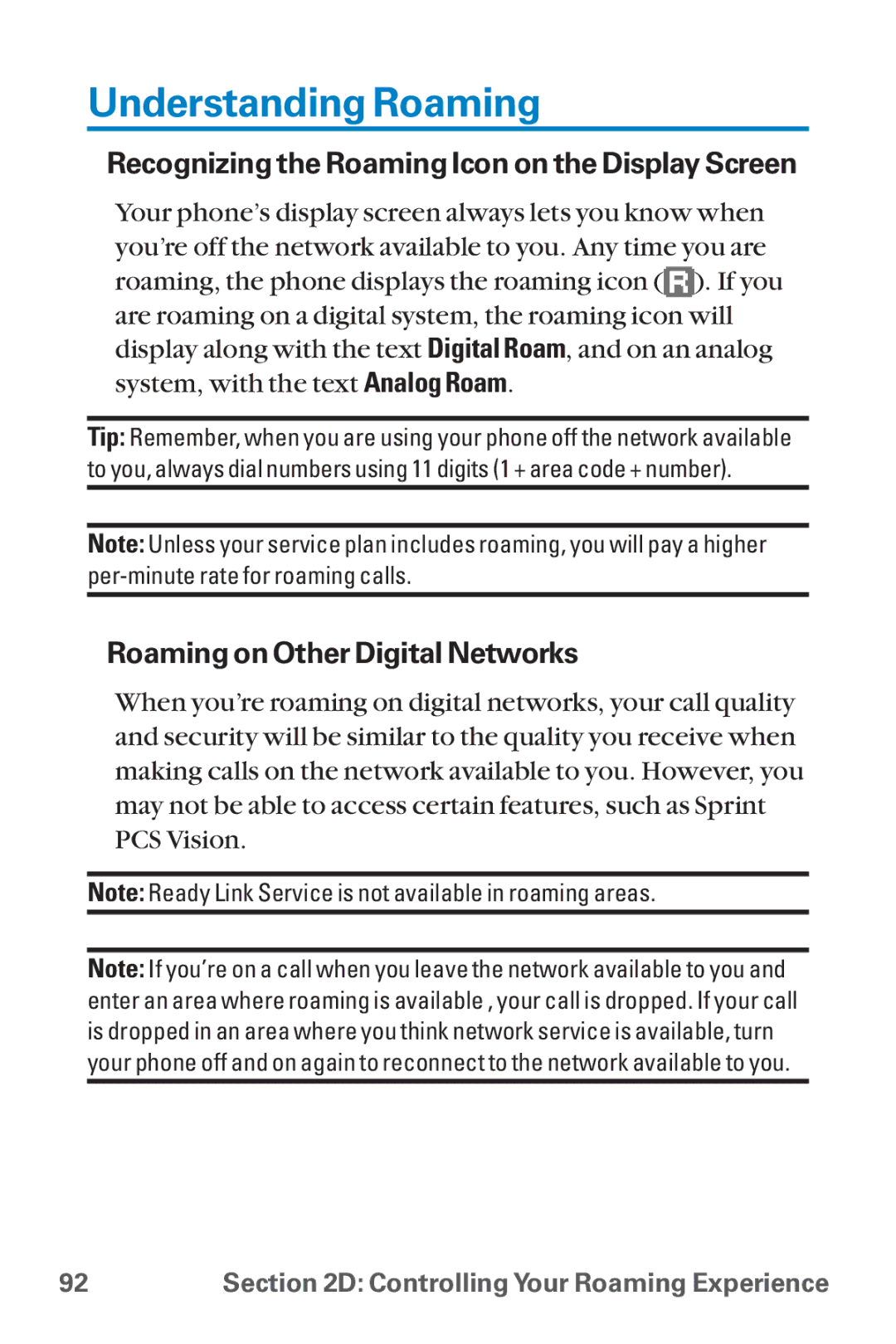 Sanyo SCP-8300 warranty Understanding Roaming, Recognizing the Roaming Icon on the Display Screen 