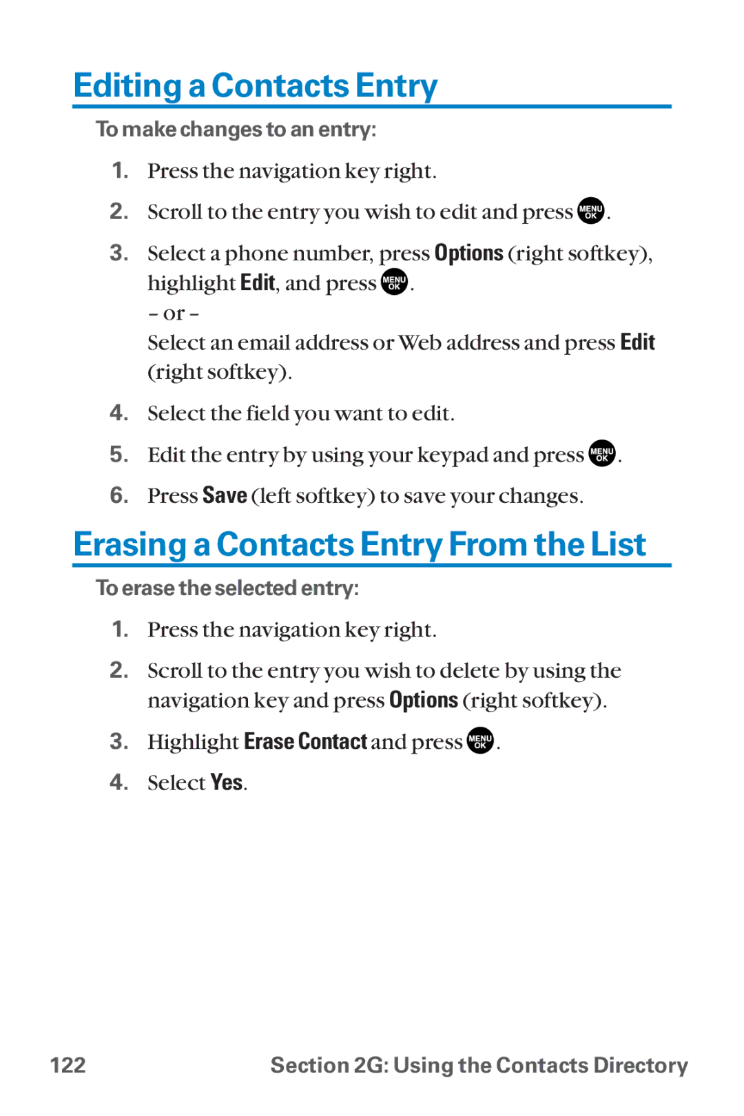 Sanyo SCP-8300 warranty Editing a Contacts Entry, Erasing a Contacts Entry From the List 