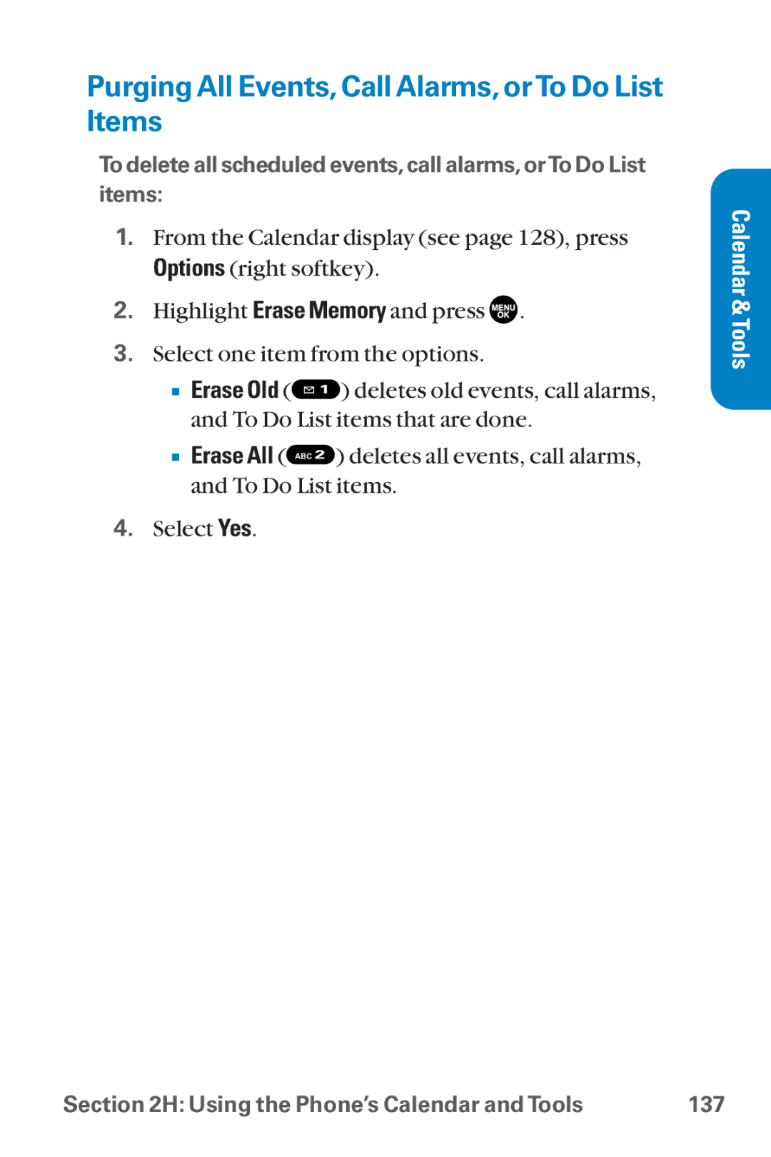 Sanyo SCP-8300 warranty Purging All Events,Call Alarms,orTo Do List Items 