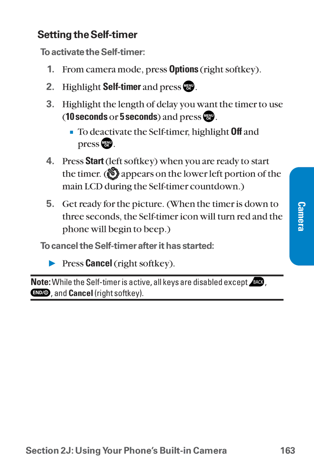 Sanyo SCP-8300 warranty Setting the Self-timer 