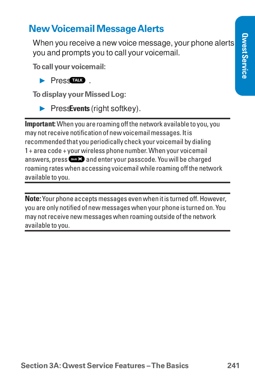 Sanyo SCP-8300 warranty NewVoicemail Message Alerts,  Press Events right softkey 