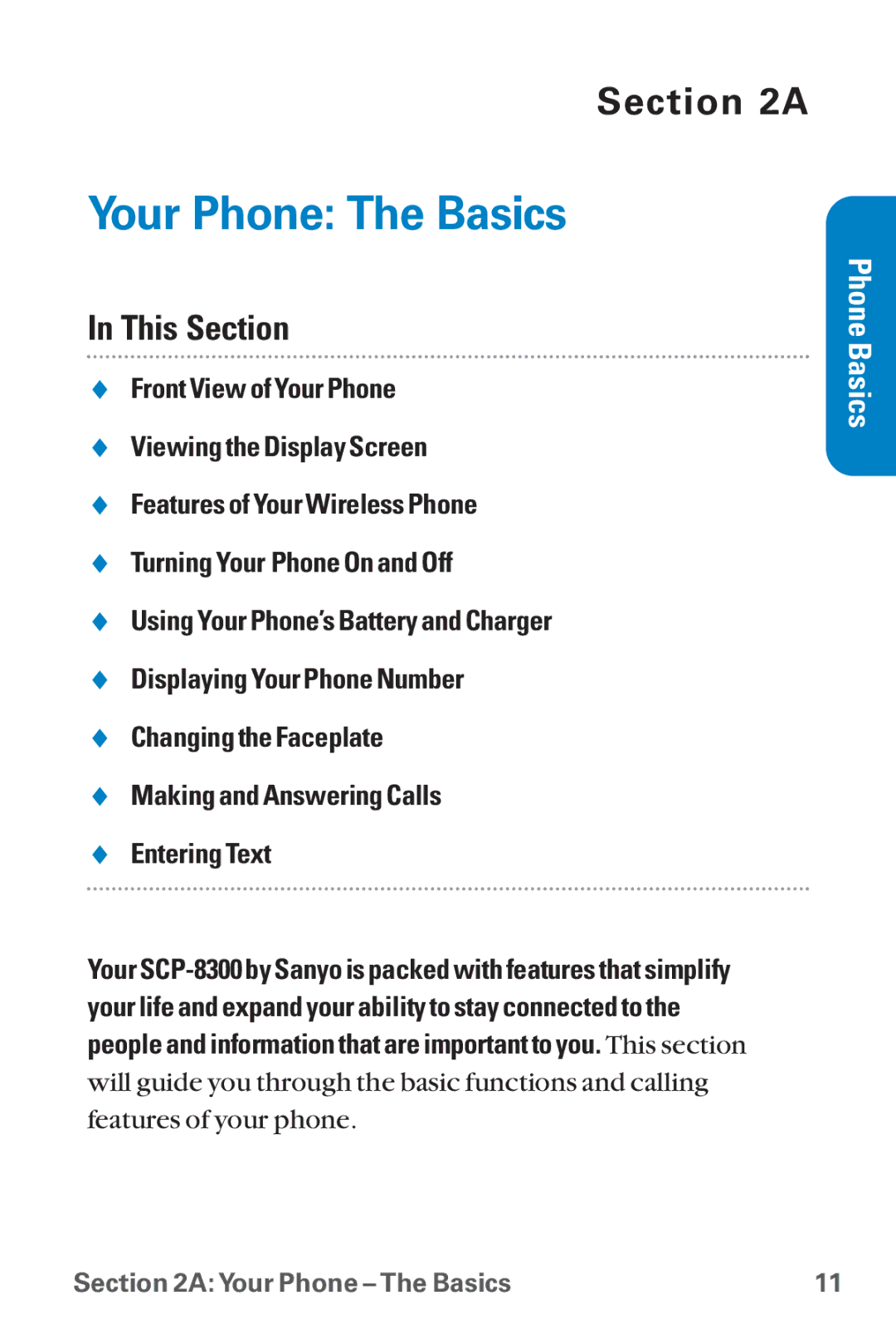 Sanyo SCP-8300 warranty Your Phone The Basics 