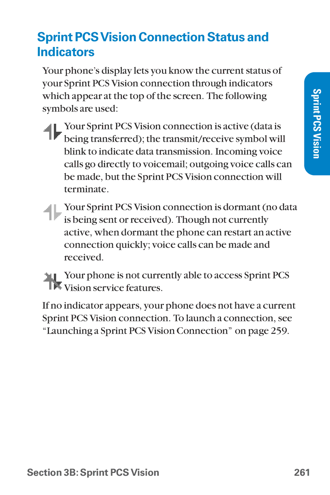 Sanyo SCP-8300 warranty Sprint PCSVision Connection Status and Indicators 